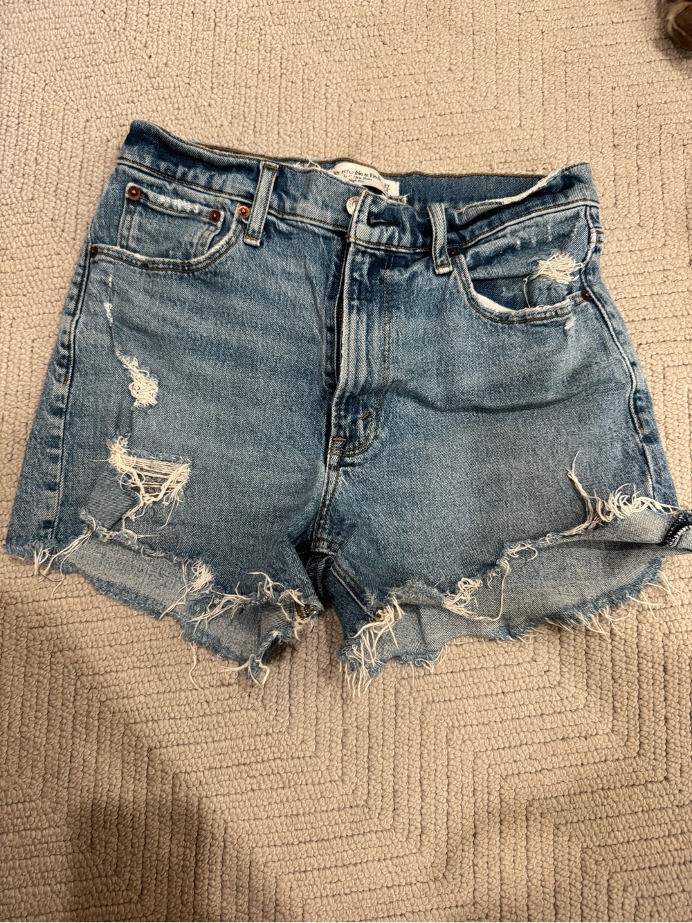 Abercrombie & Fitch Distressed Light Blue Denim Cutoff Shorts